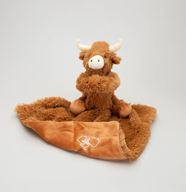 Longhorn Horny Highland Coo Cow Toy Soother Brown plus soother box