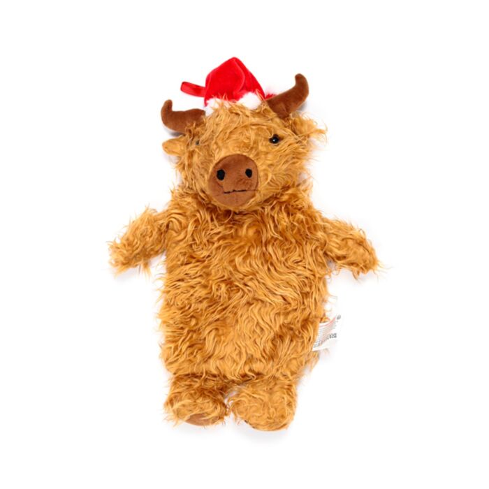 Christmas Highland Cow 650ml Hot Water Bottle With Plush Cover Gift