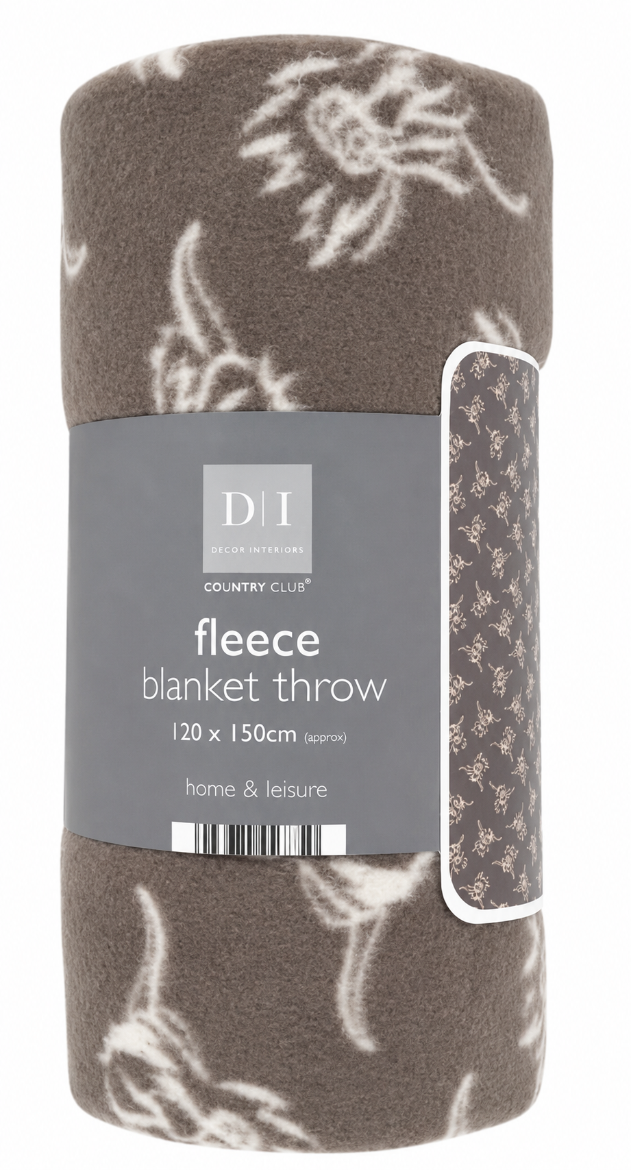 Country Club Mocha Highland Cow Fleece Throw