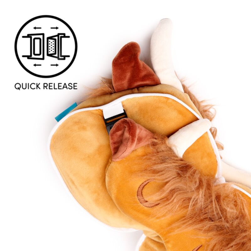 Relaxeazzz Highland Coo Cow Plush Furry Fringe Travel Pillow & Eye Mask