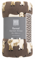 Country Club Mocha Highland Cow Flannel Throw