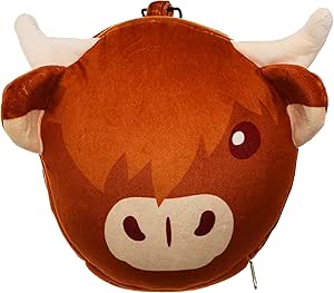 Relaxeazzz Highland Coo Cow Plush Travel Pillow & Eye Mask