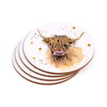 Jan Pashley Highland Coo Cow Set of 4 Cork Coasters