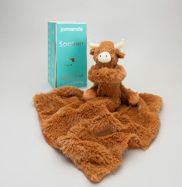 Longhorn Horny Highland Coo Cow Toy Soother Brown plus soother box