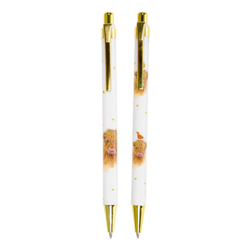 Jan Pashley Highland Coo Cow Twin Pen Set