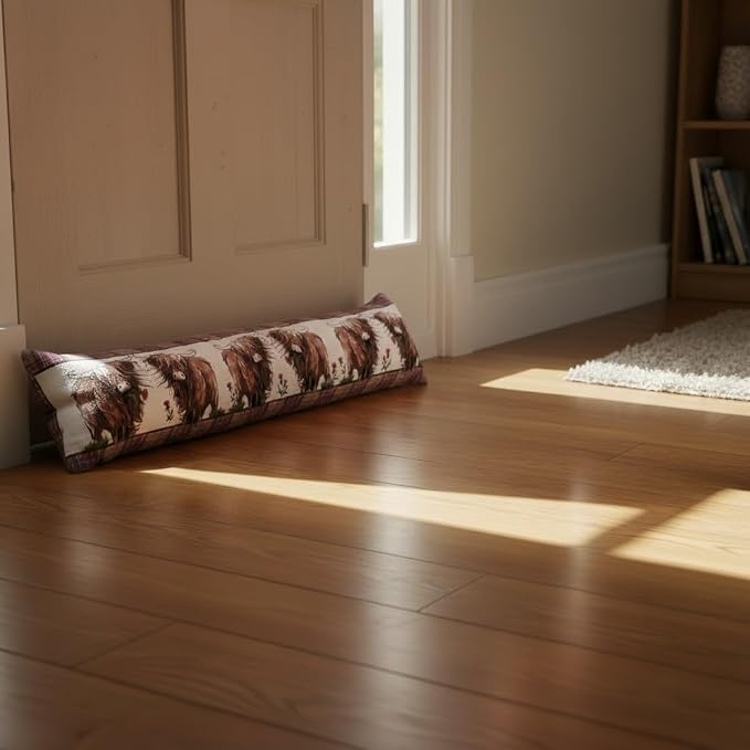 Highland Cow Design Printed Plush Draught Excluder