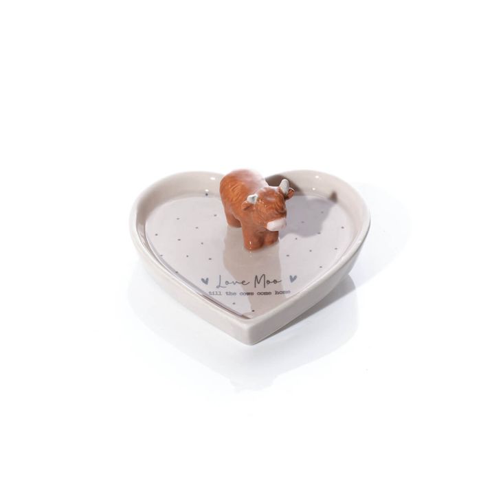 TINY WORLD LOVE MOO HIGHLAND COW TRINKET DISH