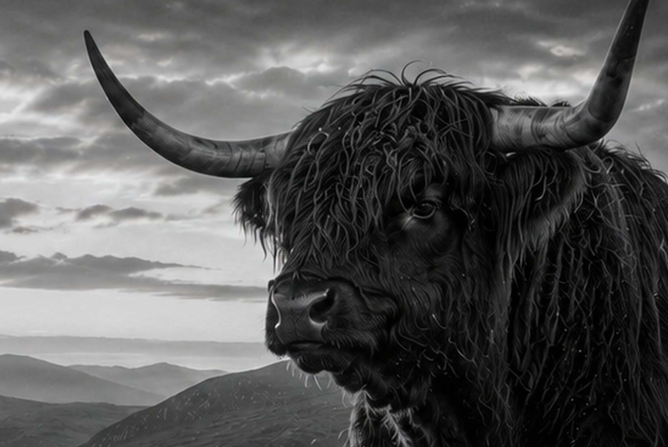 Highland Monarch | Black & White Highland Cow Fine Art Print