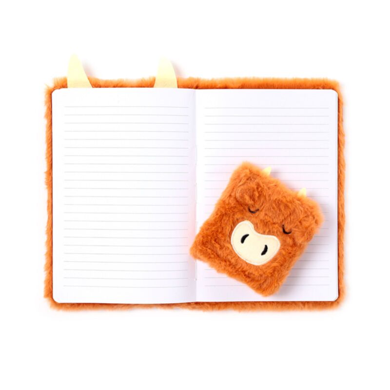 Highland Coo Cow Plush Notebook with Pouch & Mini Notebook