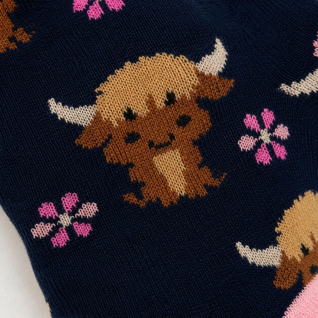 Ladies 3 Pack Highland Cow Print Thermal Socks
