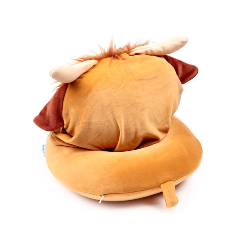 Hoodeazzz Hairy Coos Cow Highland Coo Plush Memory Foam Travel Pillow & Hood