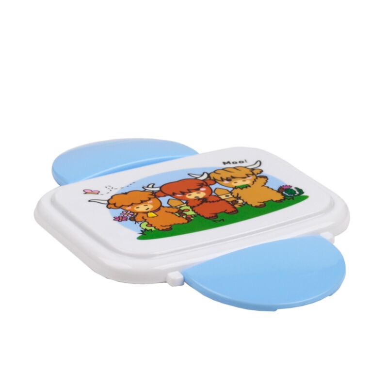 Adoramals Highland Coo Cow Clip Lock Stacked Bento Lunch Box with Cutlery