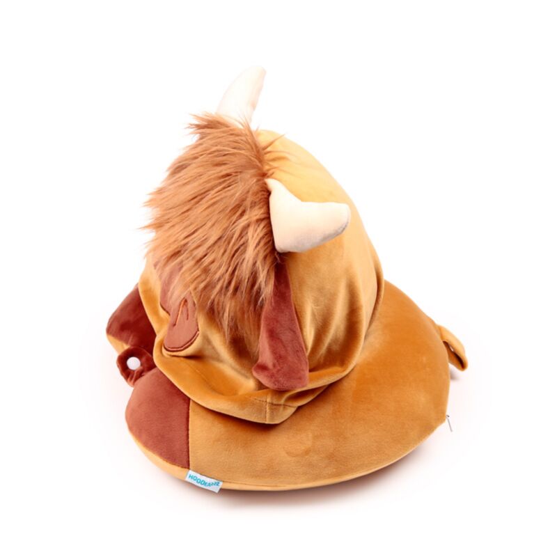 Hoodeazzz Hairy Coos Cow Highland Coo Plush Memory Foam Travel Pillow & Hood