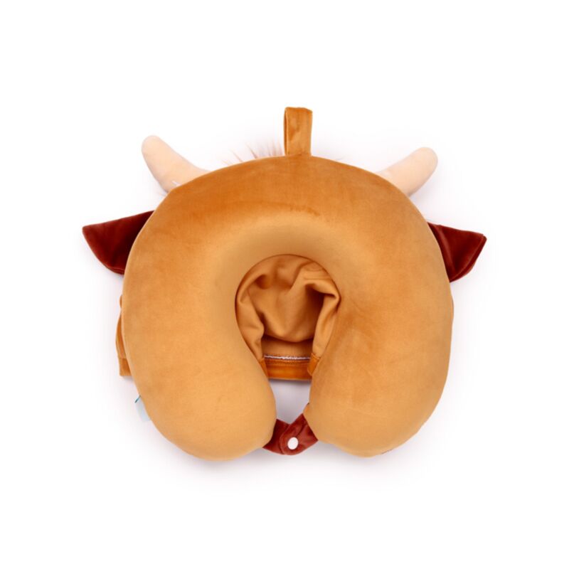 Hoodeazzz Hairy Coos Cow Highland Coo Plush Memory Foam Travel Pillow & Hood