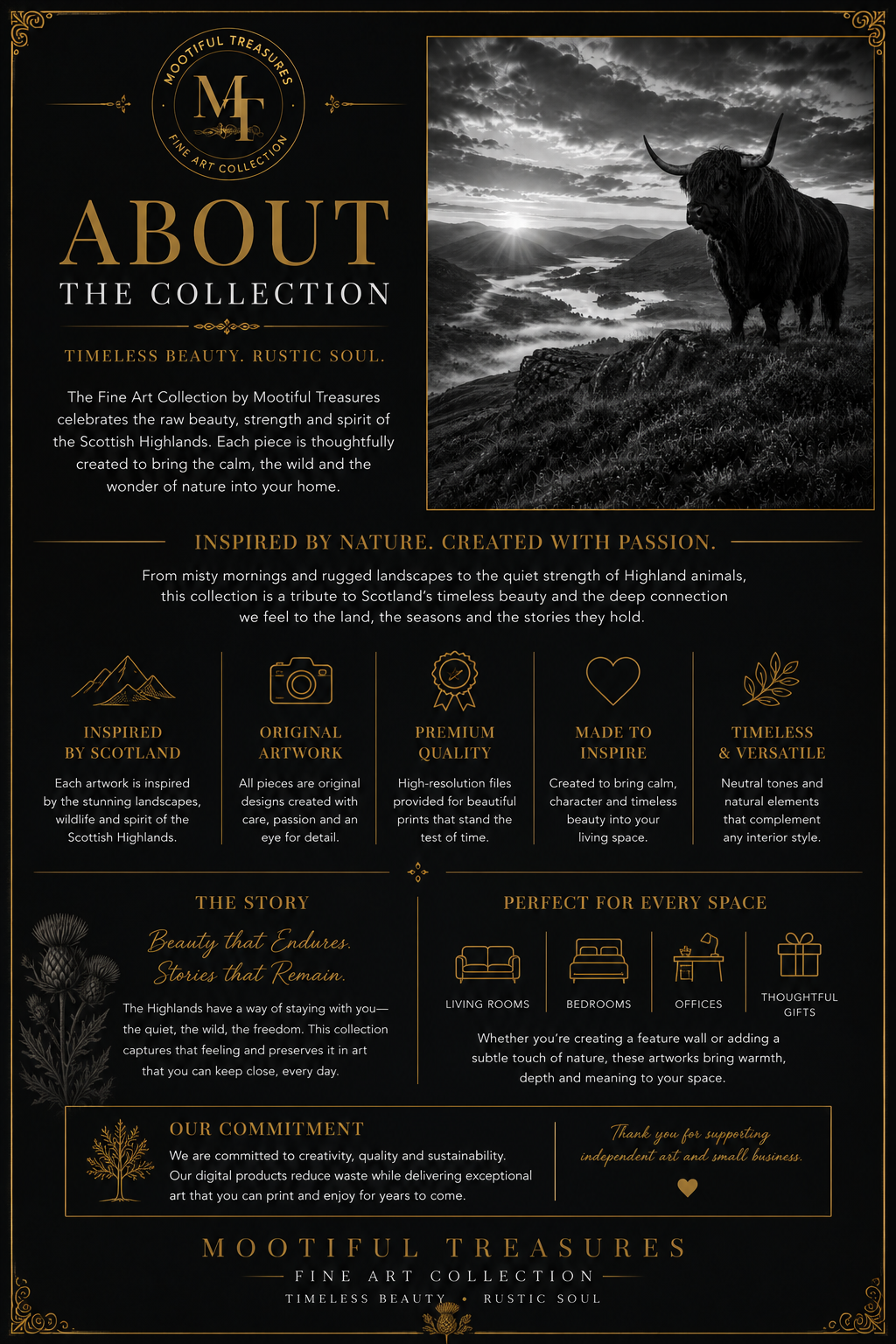 Highland Monarch | Black & White Highland Cow Fine Art Print