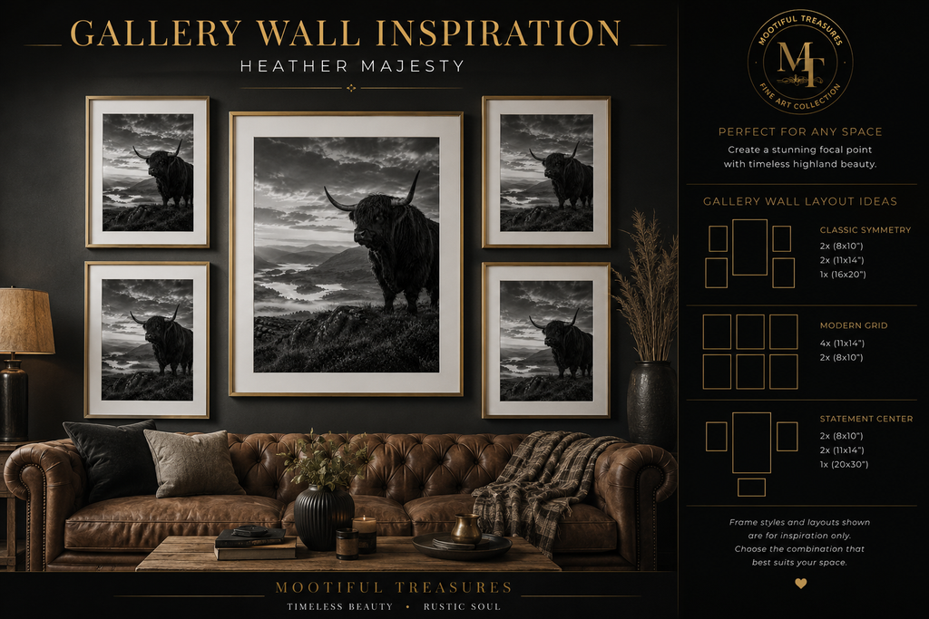 Highland Monarch | Black & White Highland Cow Fine Art Print
