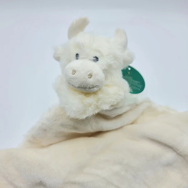 Cream Highland Coo Cow Baby Toy Soother Comforter & Soother Box