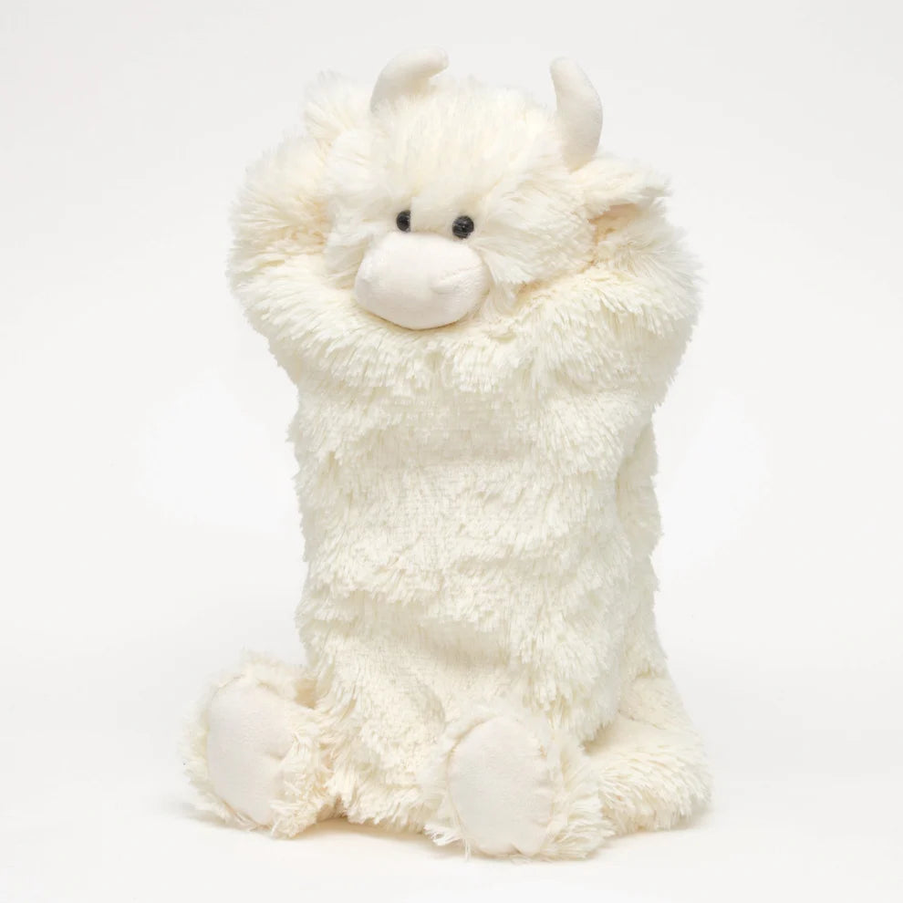 Cream Highland Coo Hot Water Bottle Cover/PJ Case