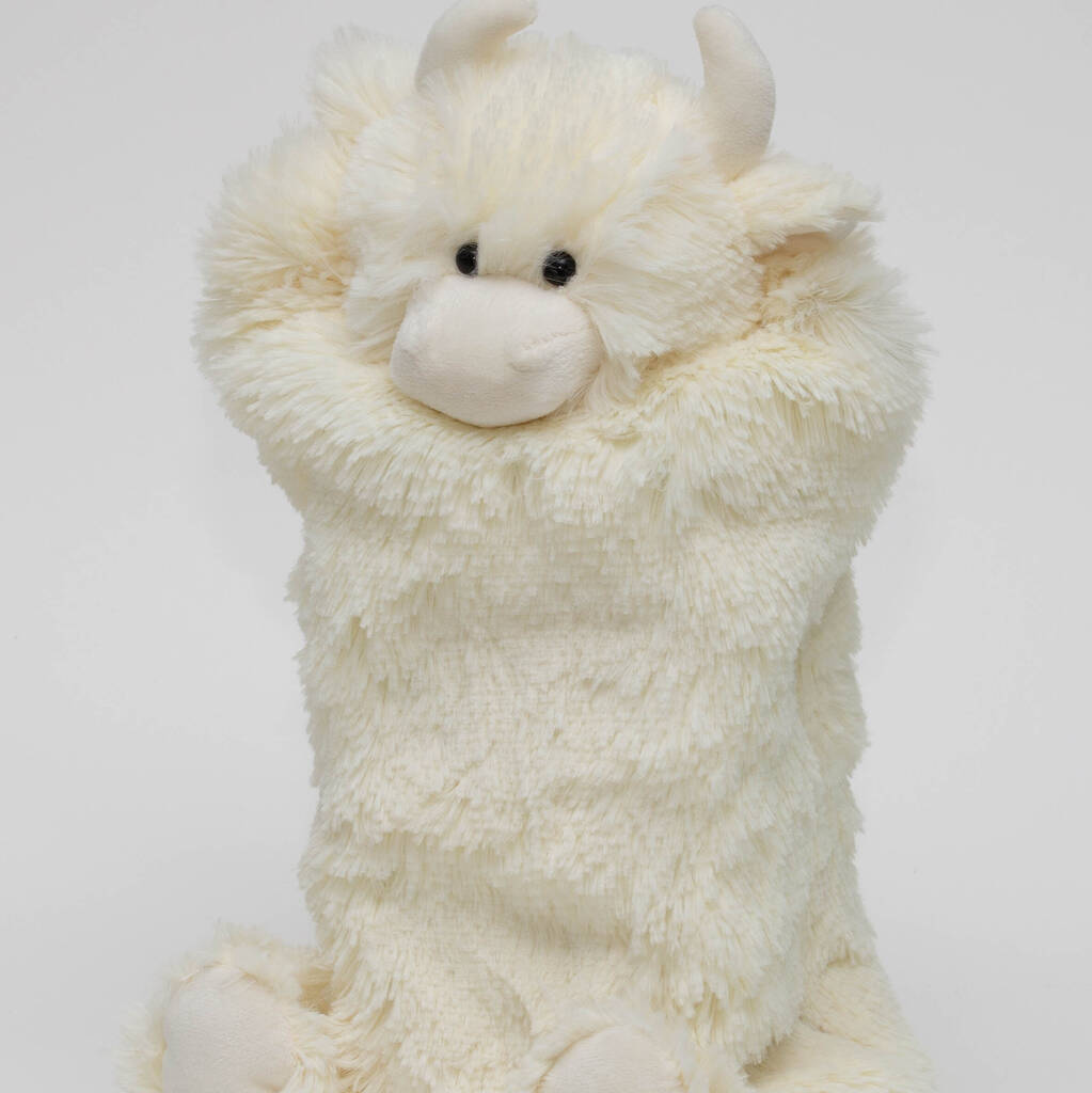 Cream Highland Coo Hot Water Bottle Cover/PJ Case
