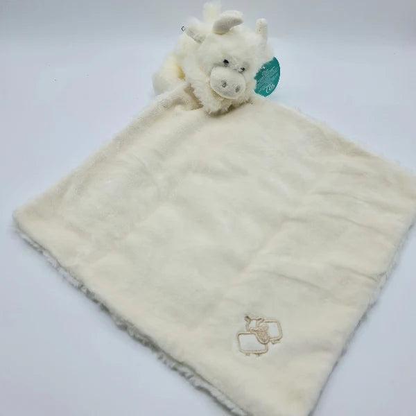 Cream Highland Coo Cow Baby Toy Soother Comforter & Soother Box