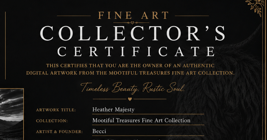 Heather Majesty | Black & White Highland Cow Fine Art Print