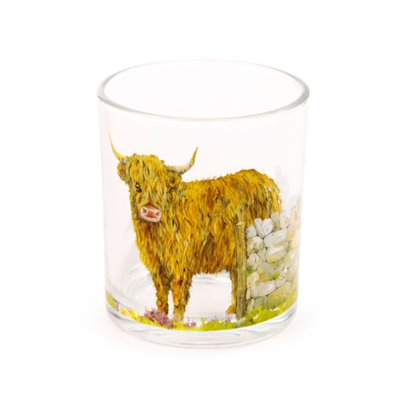 Jan Pashley Highland Coo Cow Set of 2 Glass Tumblers 250ml