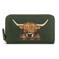 Highland Cow Zip Purse With Coin And Card Slots - Green