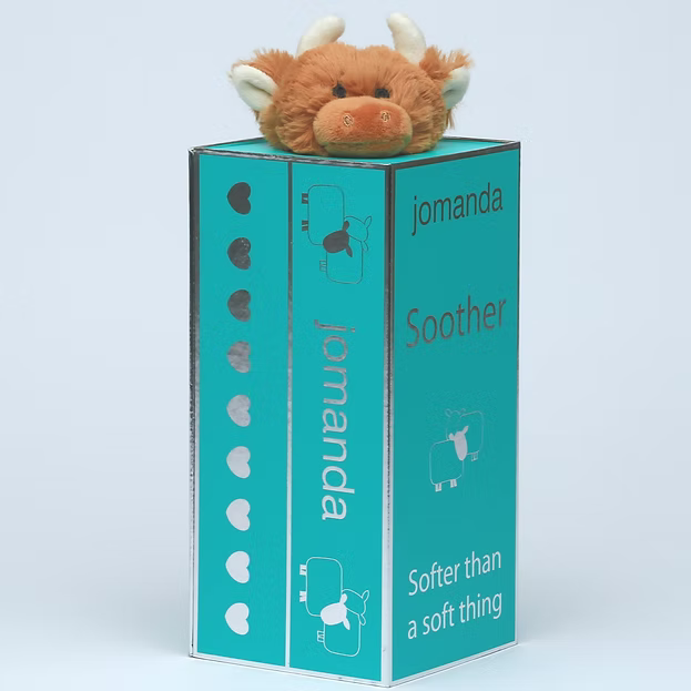 Brown Highland Coo Cow Baby Toy Soother Comforter & Soother Box