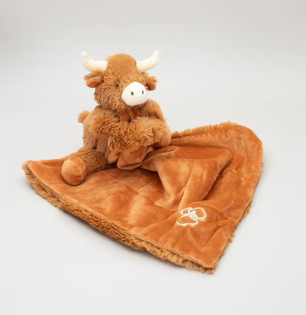 Longhorn Horny Highland Coo Cow Toy Soother Brown plus soother box