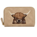 Highland Cow Zip Purse With Coin And Card Slots - Nude