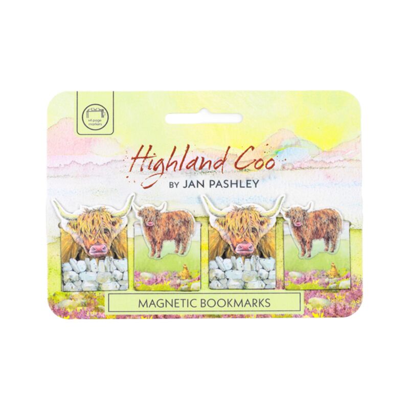 Jan Pashley Highland Coo Cow Magnetic Bookmark Set