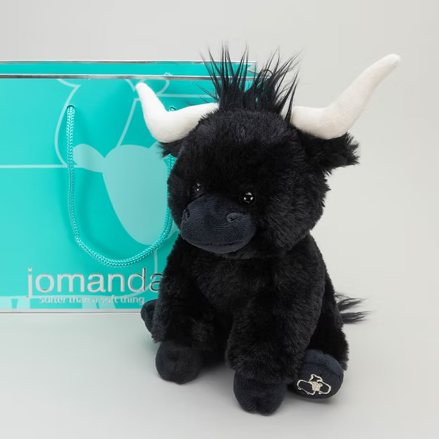 Small Longhorn Black Highland Coo Cow - 18cm