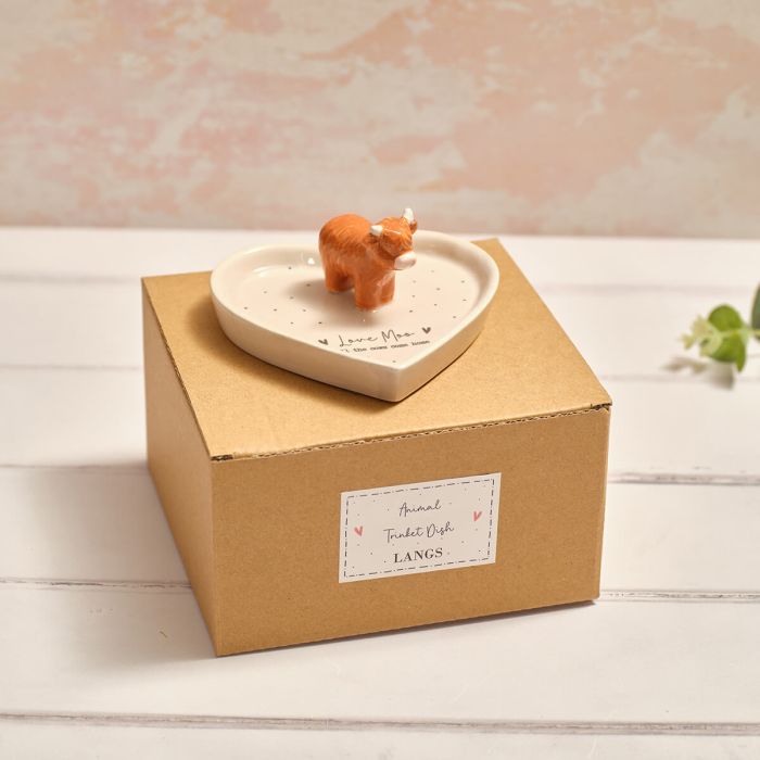 TINY WORLD LOVE MOO HIGHLAND COW TRINKET DISH